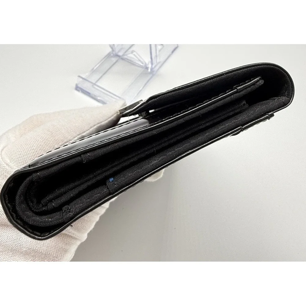 Lauren Ralph Lauren Black Nylon Patent Leather RLL Wallet Trifold Card Wallet‎